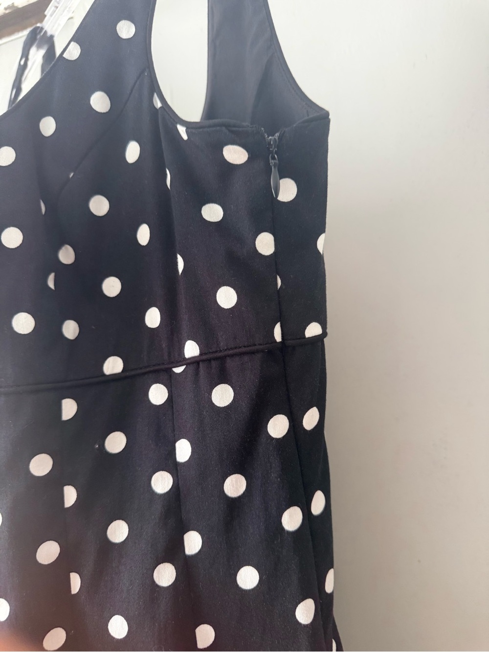 Ralph Lauren Polka Dot Square Neck A-Line Mini Dress - Black/White Size 12 - Picture 5 of 6